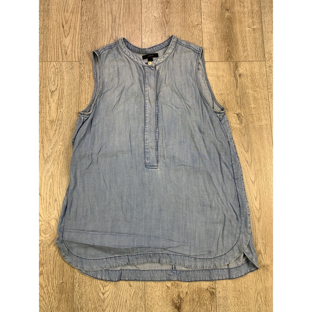 J. Crew‎ Sz 2 Drapey Chambray Sleeveless Women Blue Dress Denim Lyocell